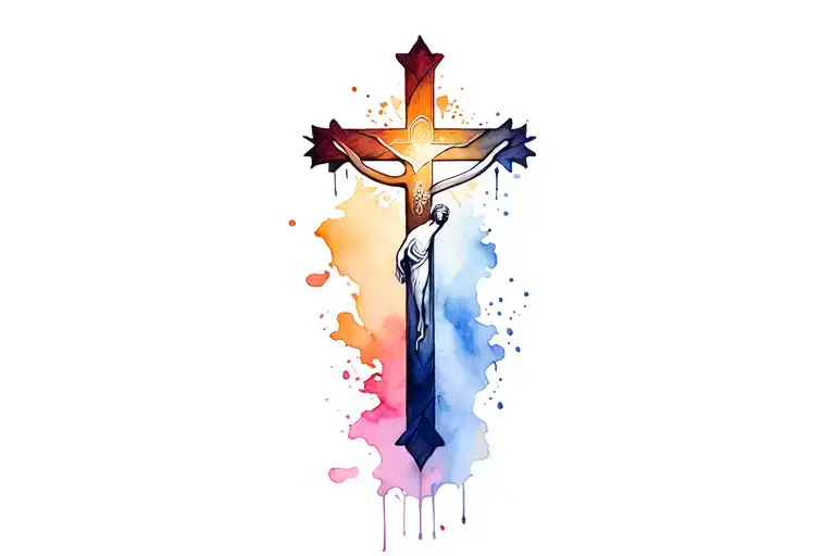 cross with inri tattoo design idea