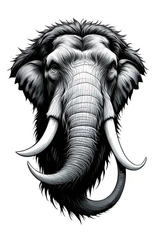 woolly Mammoth head  tattoo design idea