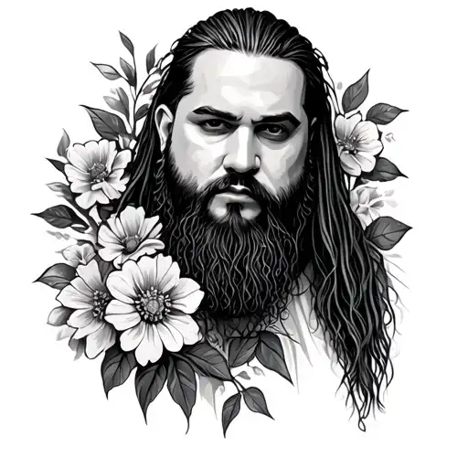 Bray Wyatt with flowers tattoo design idea
