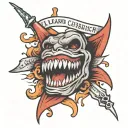 Phrase that says "I learn, I clench, I show my teeth" tattoo design idea