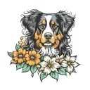 Bernese mountain dog paw print with bella and jasmine around it  tattoo design idea