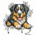 Bernese mountain dog paw print with bella and jasmine around it  tattoo design idea