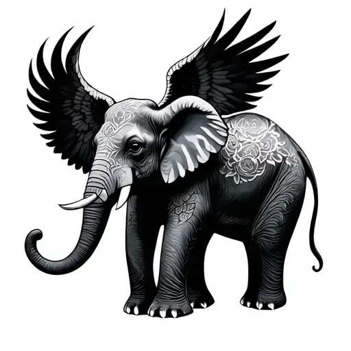 Seraphim Elephant tattoo design idea