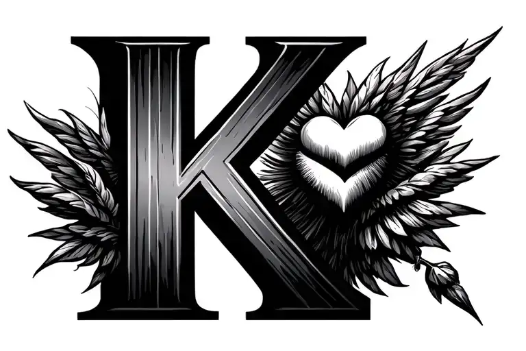 letter 'K', heart, freedom she is someone tattoo design idea
