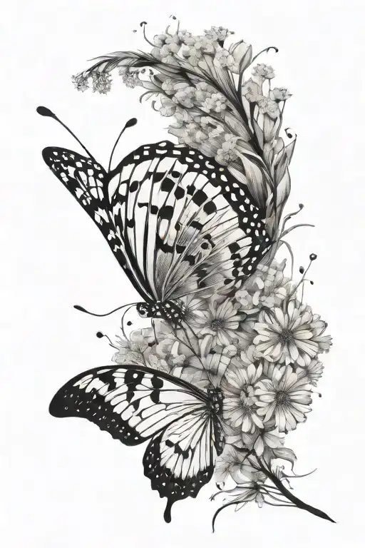 butterfly fingerprint dandelion tattoo design idea