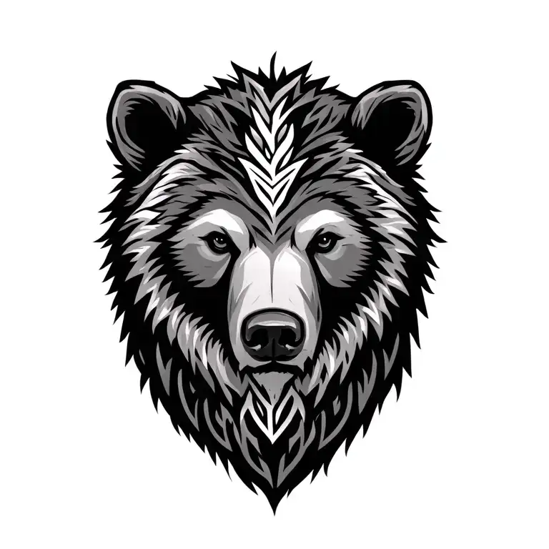 Nordic bear head tattoo design idea