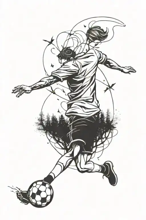 It’s a forearm tattoo at the pulse it’s kids playing soccer on a soccer field and then it flows into some trees then int tattoo design idea