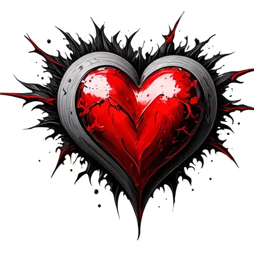3d red heart  tattoo design idea