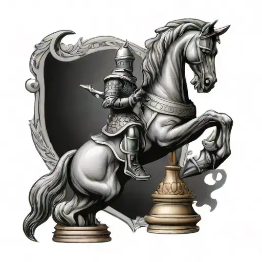 chess knight with chess board tattoo design idea