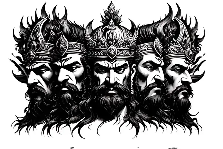 king ravana ten heads tattoo design idea