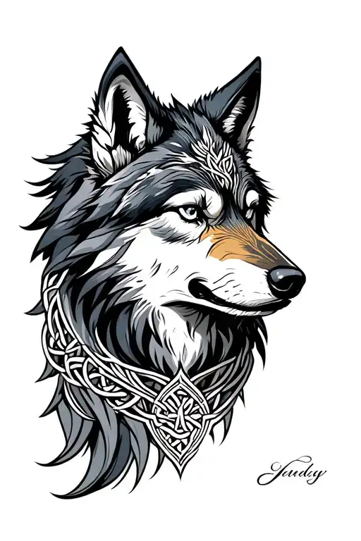Celtic full body wolf tattoo design idea