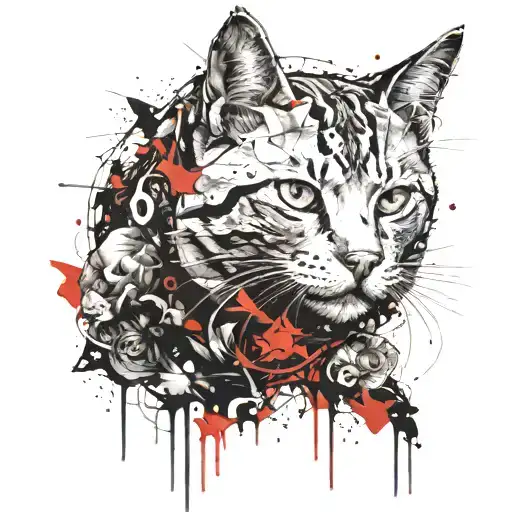 Cat and hell and heaven something angelic something tattoo design idea