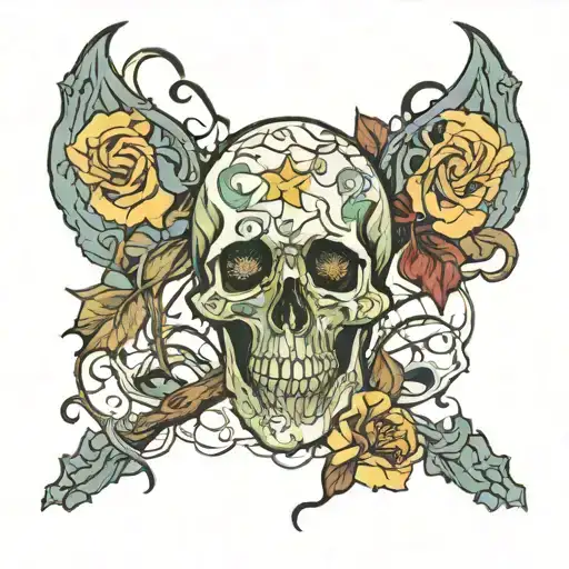 macabre and van gogh tattoo design idea