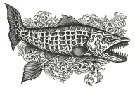 king salmon skeleton tattoo design idea