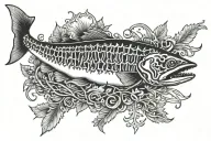 king salmon skeleton tattoo design idea