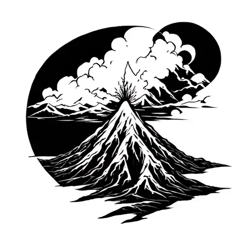 Volcano tattoo design idea
