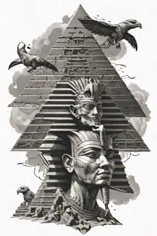 ancient Egyptian god pyramids tattoo design idea