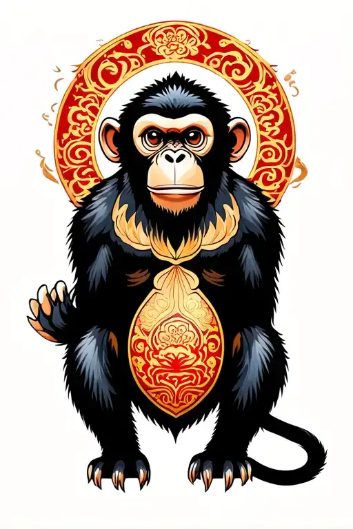 monkey Chinese zodiac tattoo design idea