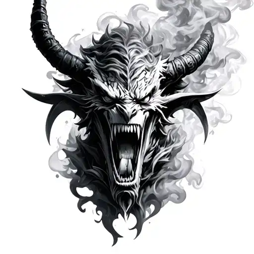apex legends and call of duty warzone demon in smoke tattoo design idea