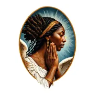 African angels pray hands holding side view tattoo design idea