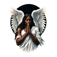 African angels pray hands holding side view tattoo design idea