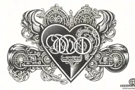 Audi logo, quattro lettering, V6 engine heart tattoo design idea