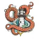 octopus lighthouse anchor tattoo design idea