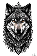 wolf and mandala tattoo design idea