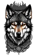 wolf and mandala tattoo design idea