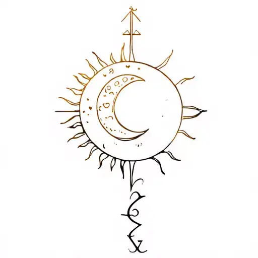 mix of moon and sun zodiac sign. I want the sun part with the leo sign then a lign that links to moon sign libra tattoo design idea