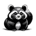 tanuki statue with mountain tattoo design idea