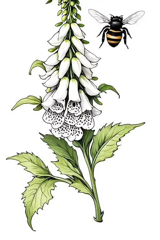 foxglove with A bumblebee tattoo design idea