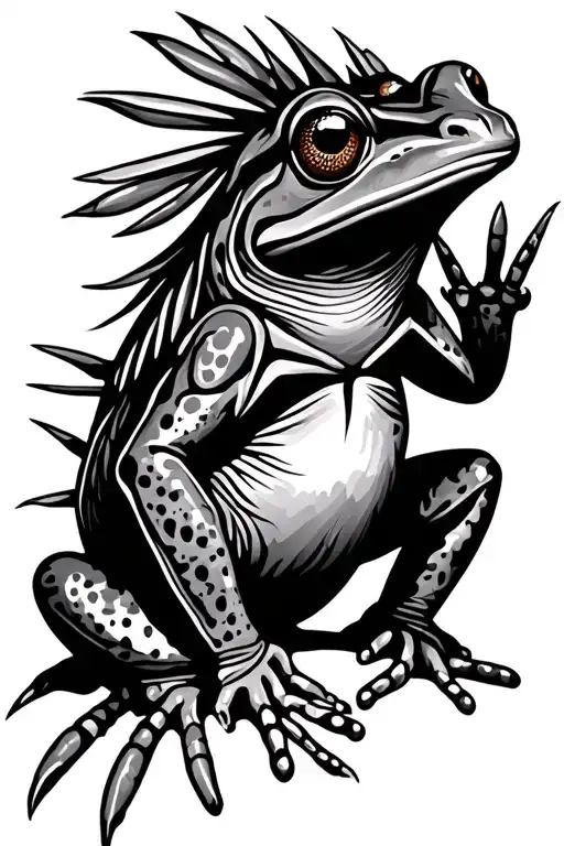 Native cooks frog tattoo design idea