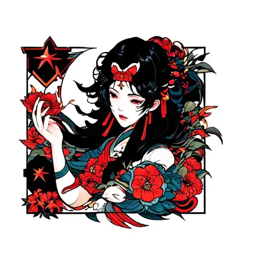 Star and cancer tattoo design idea