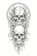 plants with skulls representing dark periods tattoo design idea