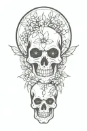 plants with skulls representing dark periods tattoo design idea