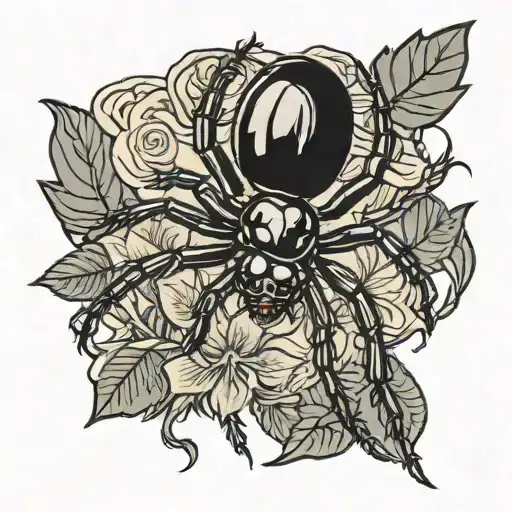 female black widow spider tattoo design idea