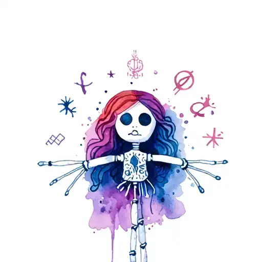 voodoo doll with zodiac signs tattoo design idea