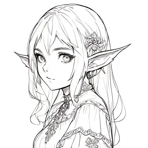 anime elf wlop style tattoo design idea