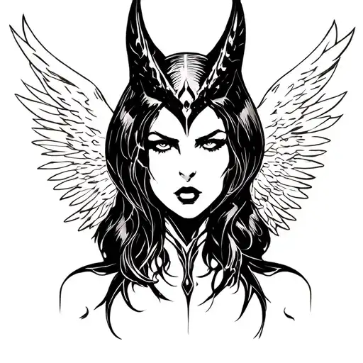 Morrigan facing up tattoo design idea
