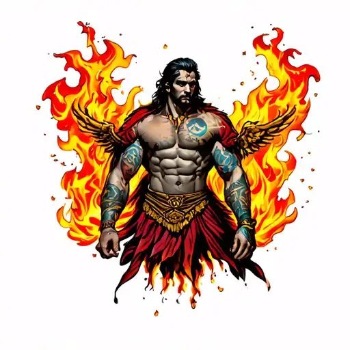 chicano style Prometheus stealing fire tattoo design idea