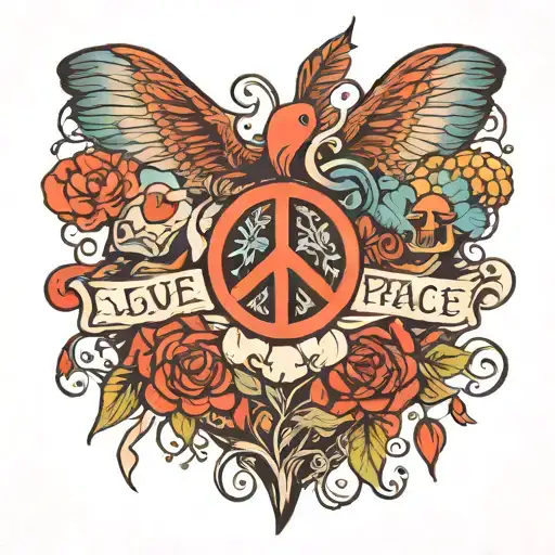 matching tattoo home and peace love tattoo design idea