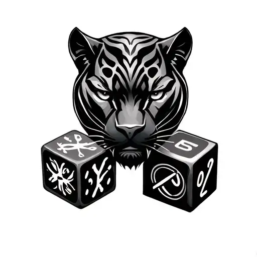 black panther dice indian tattoo design idea