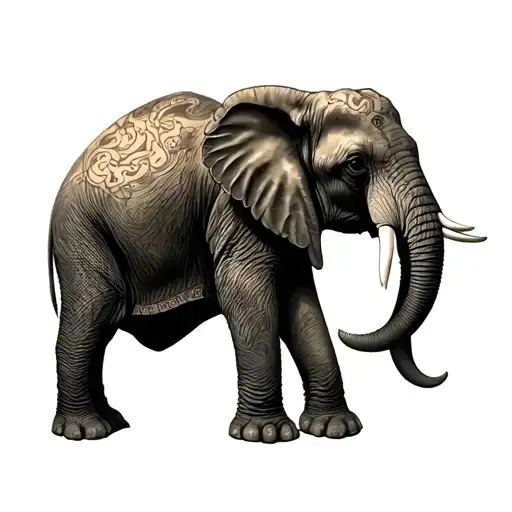 elephant trunk up tattoo design idea