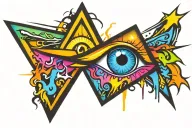 triangle with an eye and rays from the triangle tattoo design idea