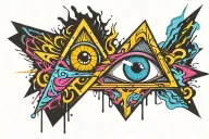 triangle with an eye and rays from the triangle tattoo design idea