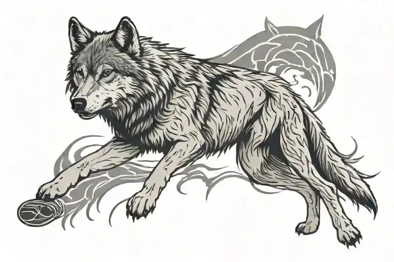 a small wolf howling and underneath is the date 2021-06-24 tattoo design idea
