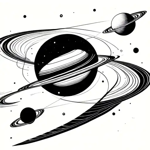 orbiting planets tattoo design idea