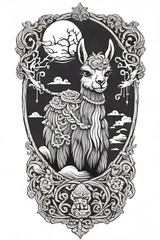 llama knitting a blanket tattoo design idea