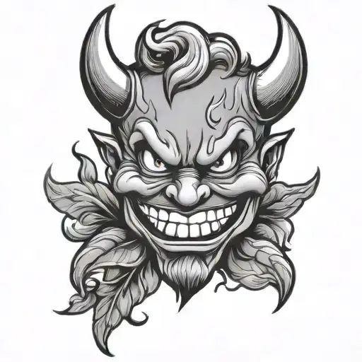Smile emoji and half devil tattoo design idea